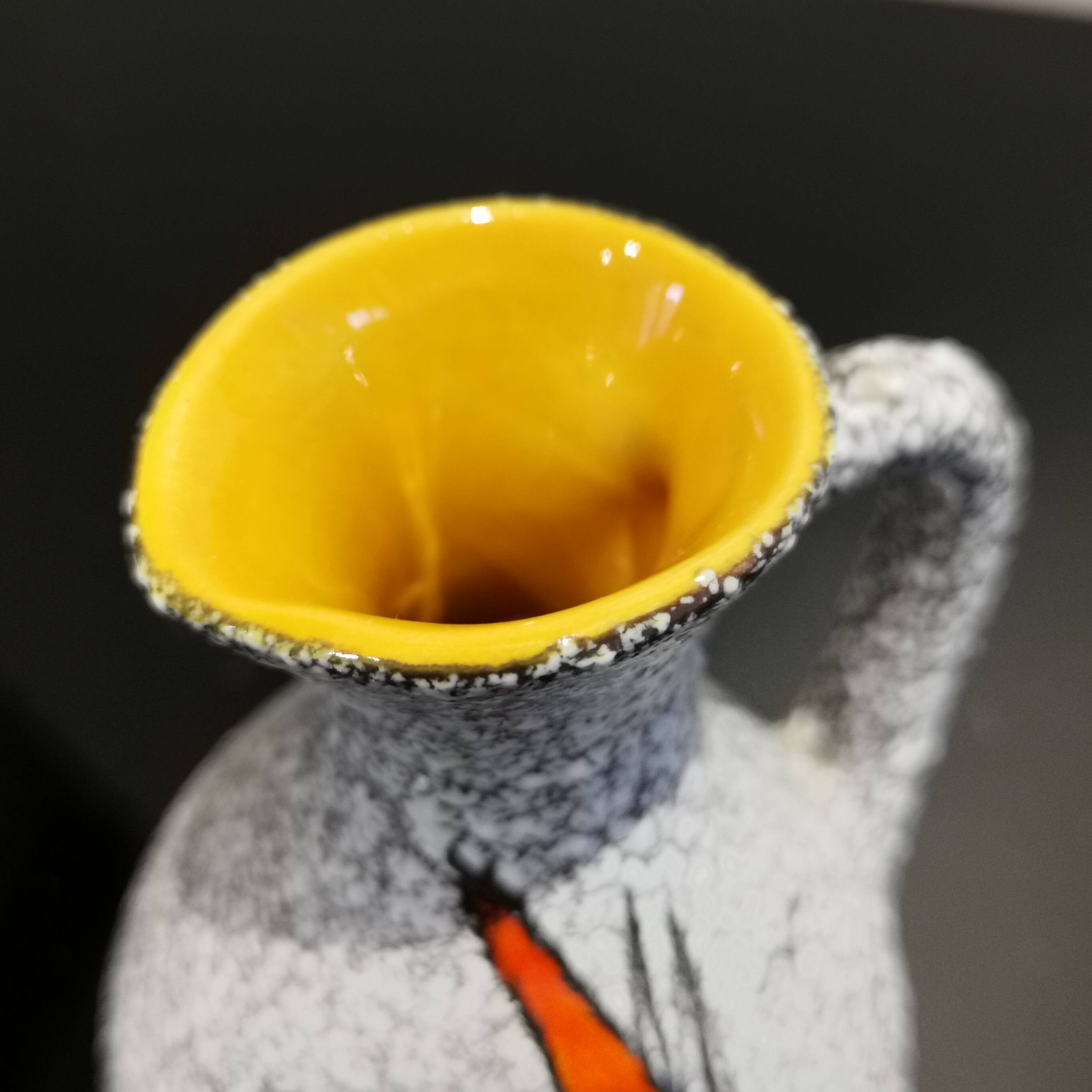 Small vase or jug fat lava Vallauris signed Tess