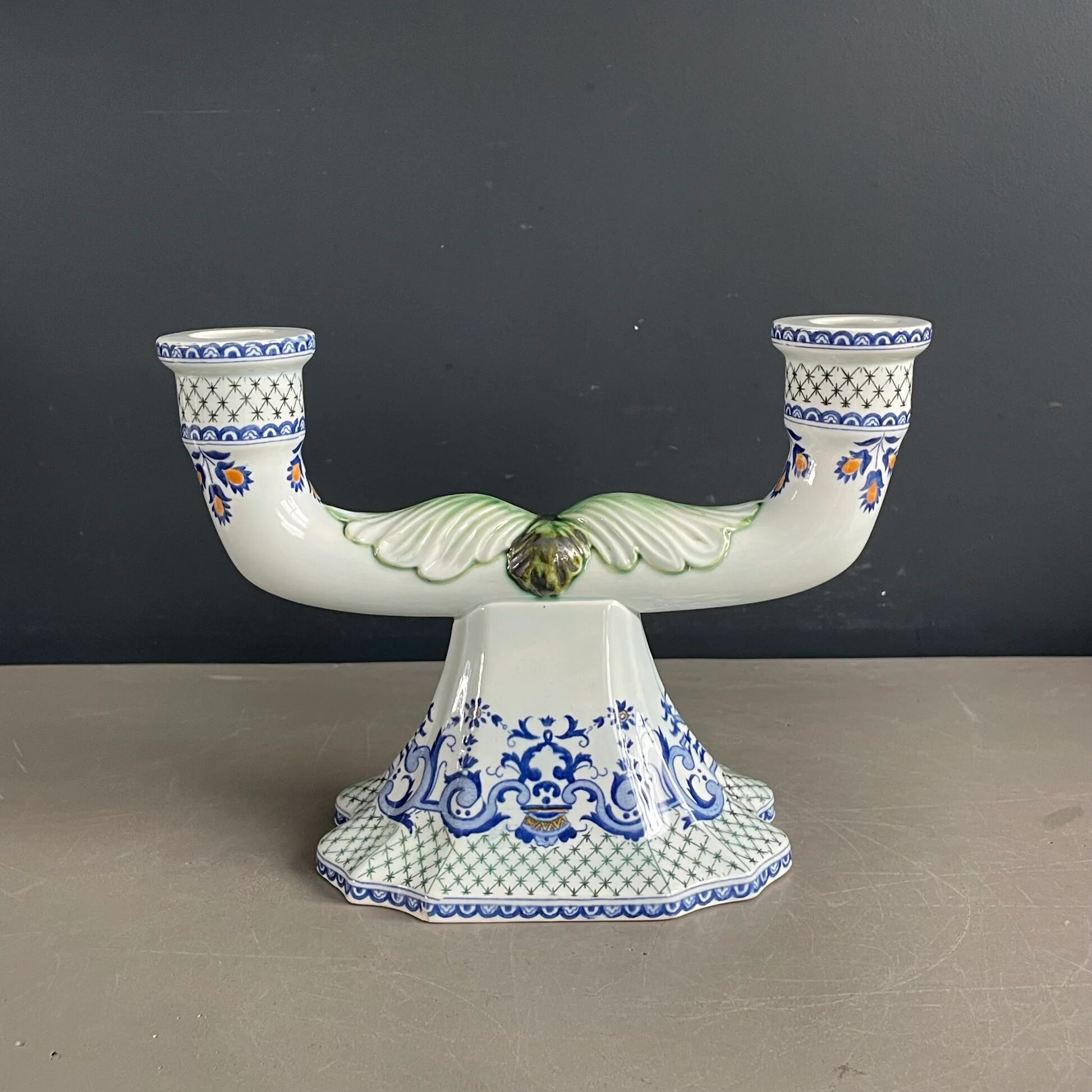 Pair of Gien earthenware candlesticks - lamp bases - Ref 1170