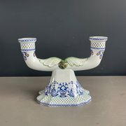 Pair of Gien earthenware candlesticks - lamp bases - Ref 1170