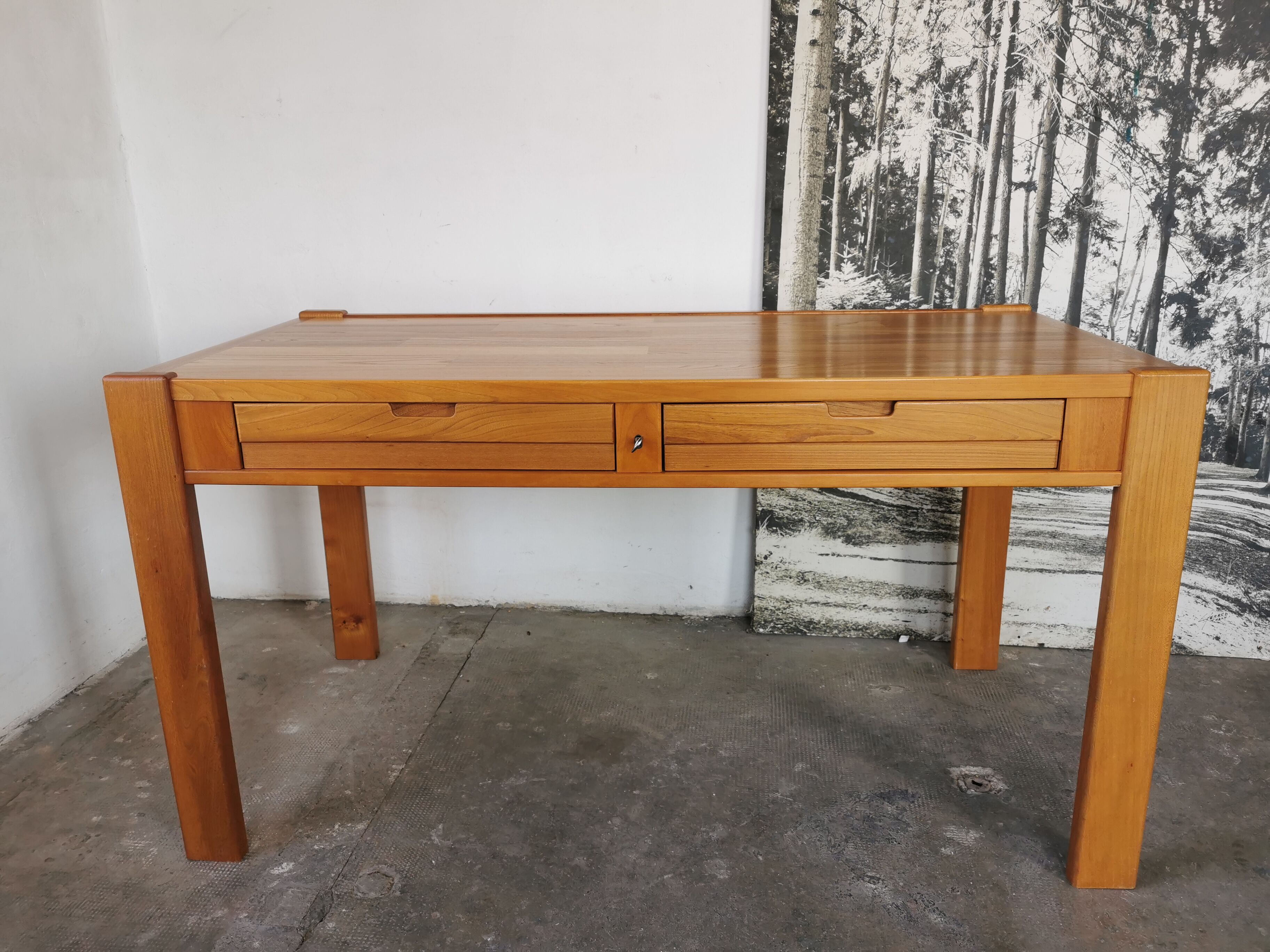 Bureau vintage 1970/1980 en bois blond, simat