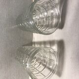 Paire de vase ancien style art déco en verre moulé made in France vintage