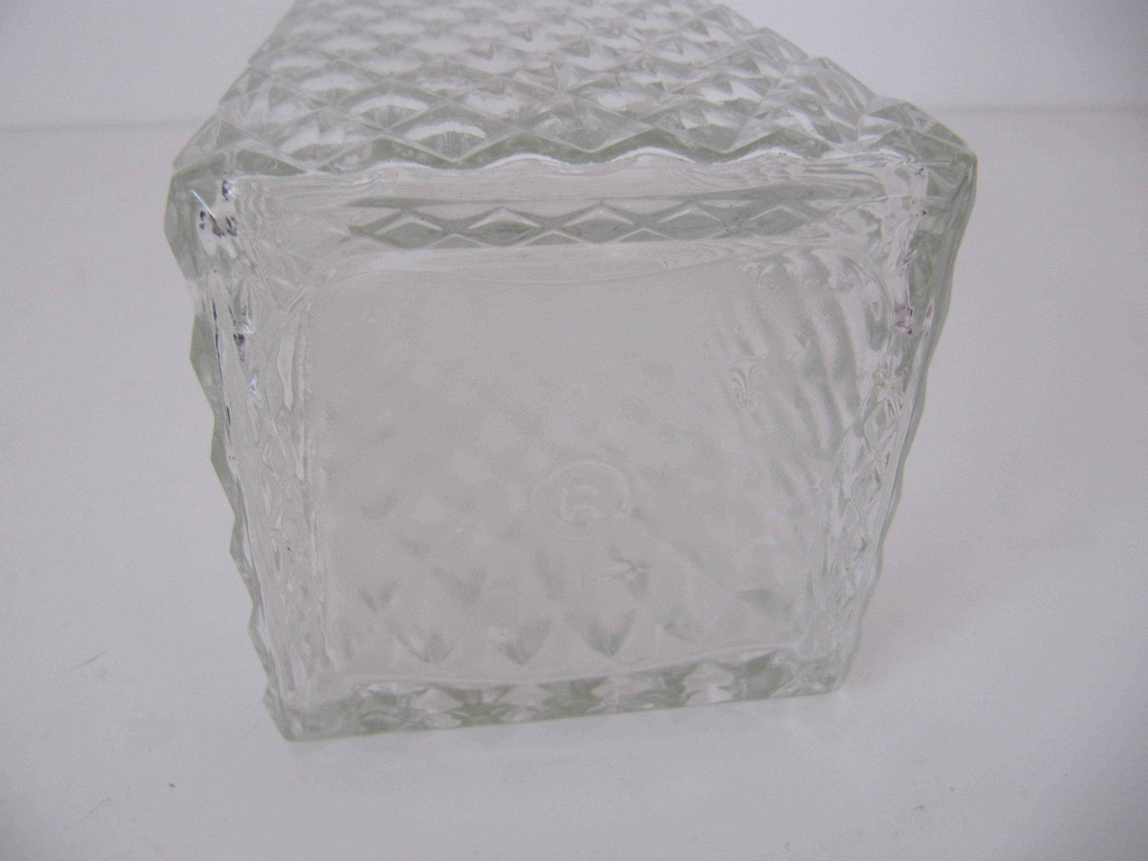 White glass vintage whiskey decanter
