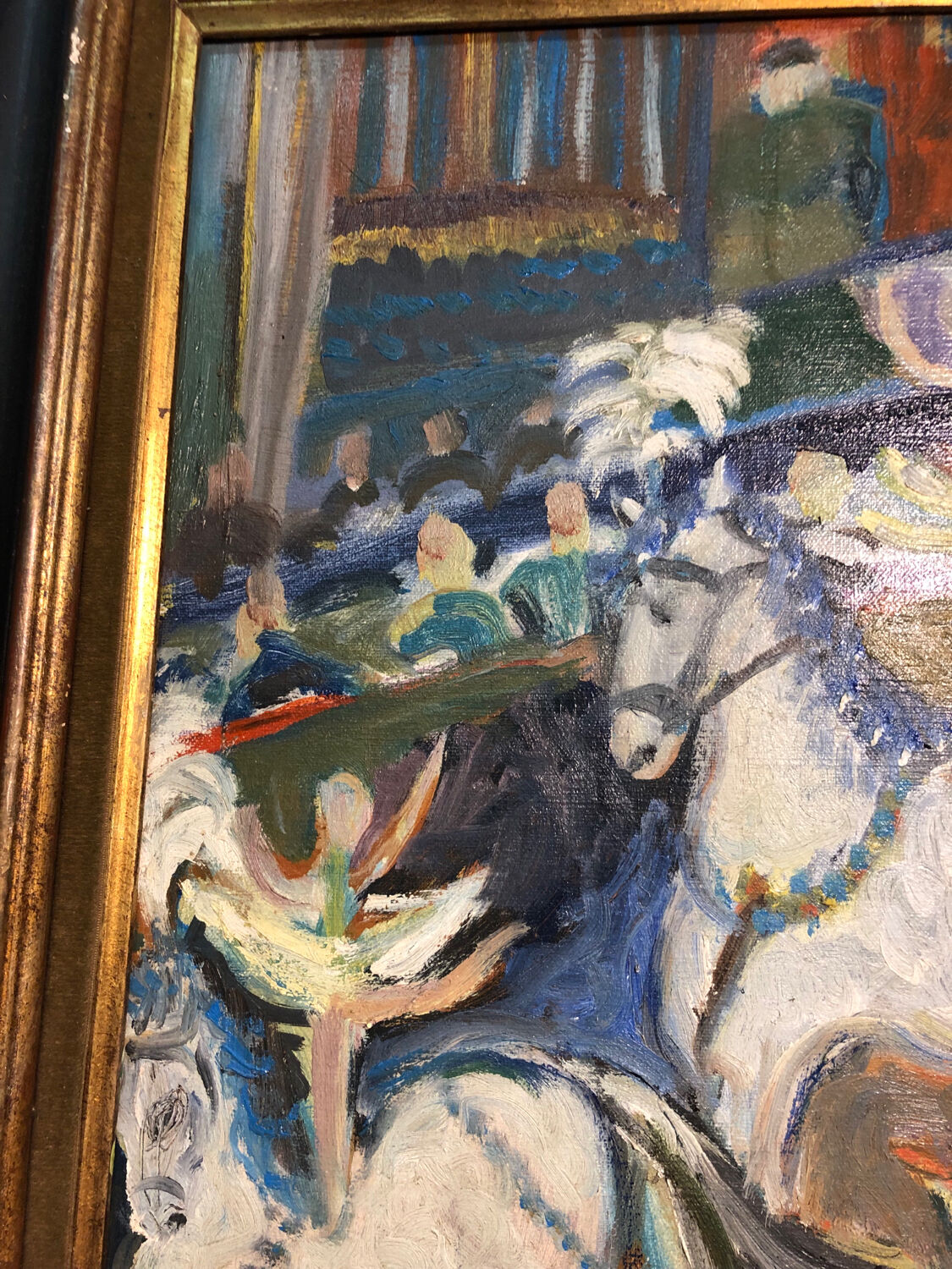 Painting Oil on Canvas Fauvism Circus Horse Dancer Circa 1960