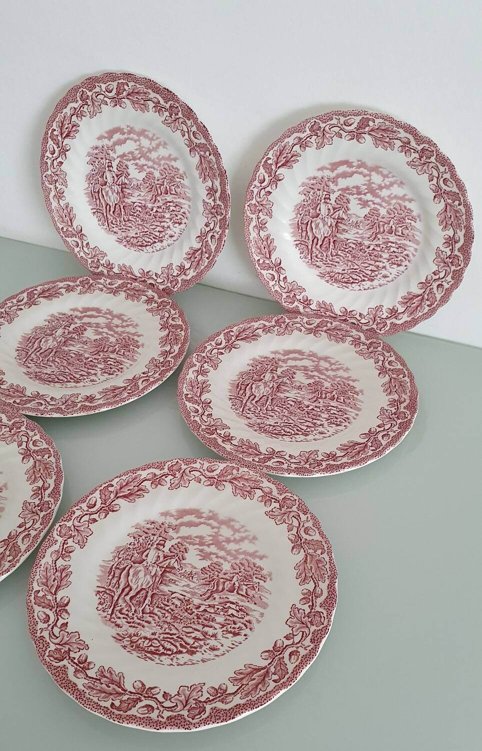 Set of 6 Myotts "Country Life" dessert plates