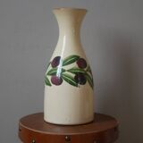 Vintage glazed ceramic vase made in Italy fruit decor handmade pottery jug