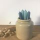 Large beige sandstone mustard pot