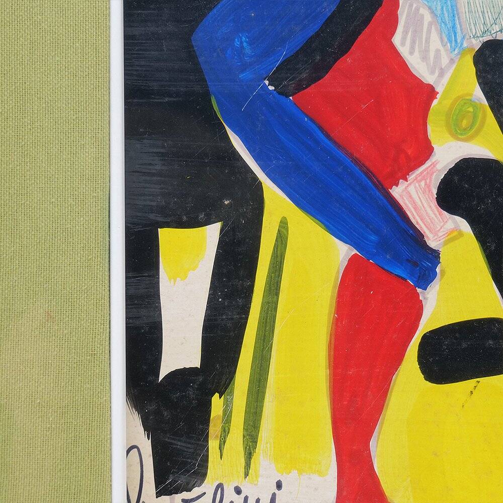 Aldo Gentilini, Composition, Mixed Technique on Masonite, 1970s, Framed