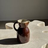Large brown glazed stoneware jug Grès du Berry Made in France H19
