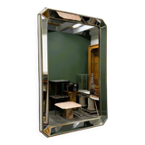 Miroir rectangulaire biseauté De Knudt avec cadre en laiton, Belgique, années 1980