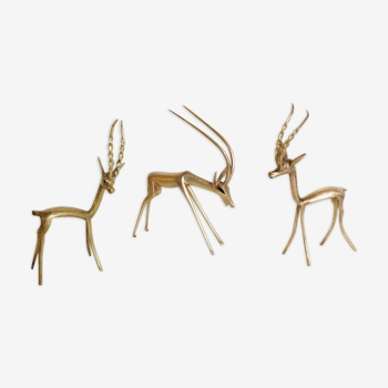 Trio of brass antelopes