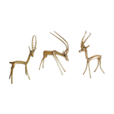 Trio of brass antelopes