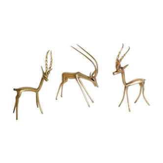 Trio d'antilopes en laiton