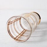 Mid-Century Italian Glass Pitcher & Six Glasses with Golden Details / Italy