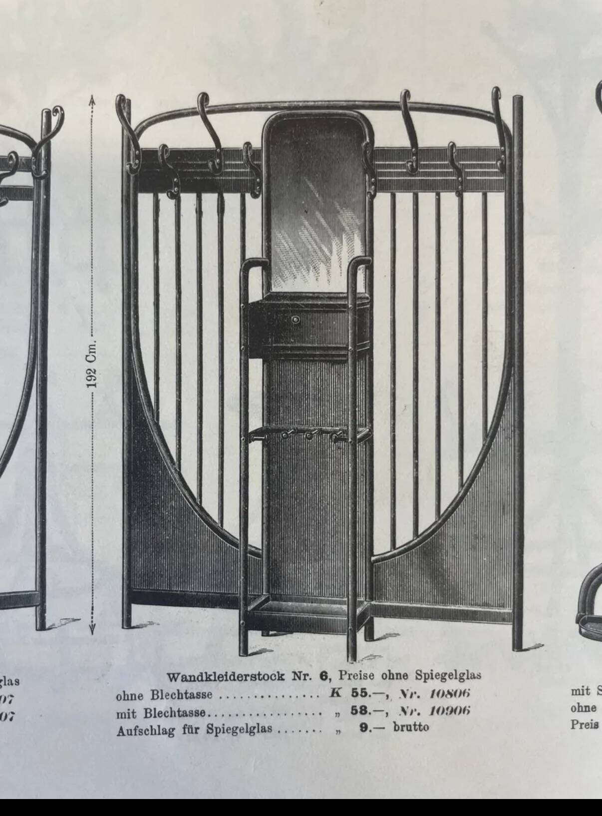 Hall stand no. 6 (model 2676) by Josef Hoffmann for Thonet 1910s