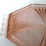 Plateau en verre rose art-déco