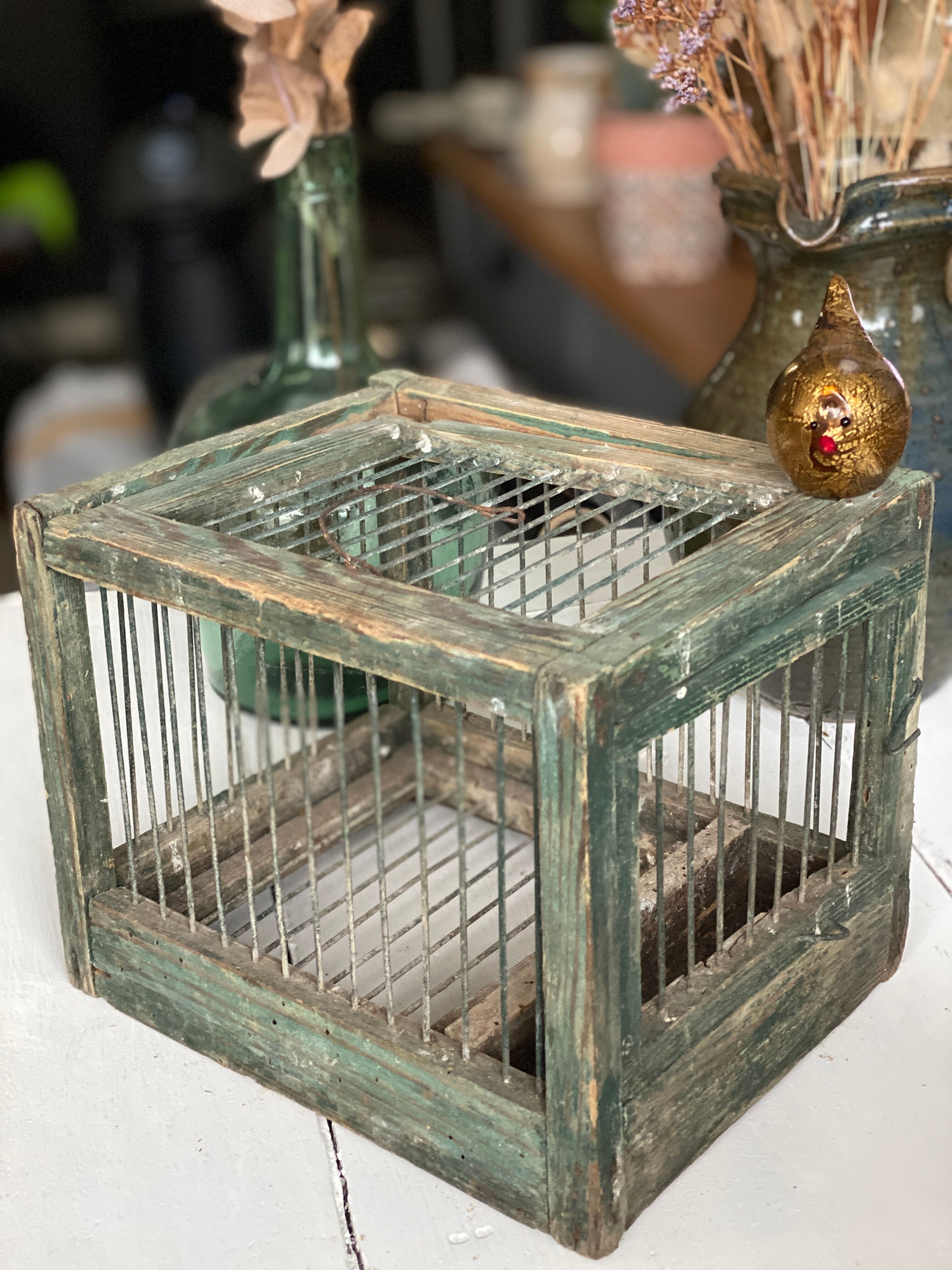 Cage à oiseaux en bois et acier