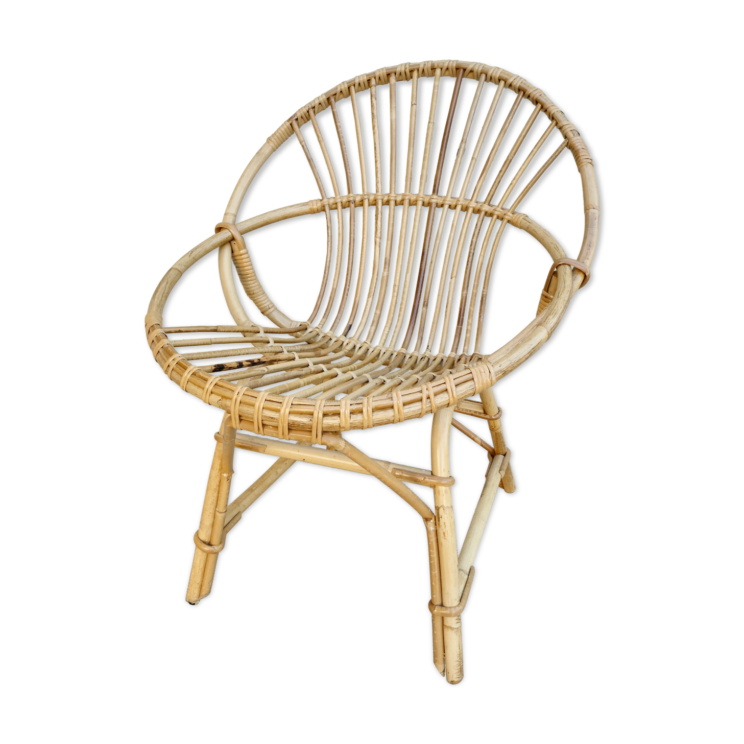 Rattan basket armchair from the 70s