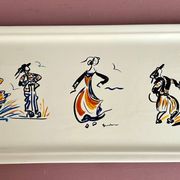 Plat à cake KG Lunéville - décor danseurs bretons