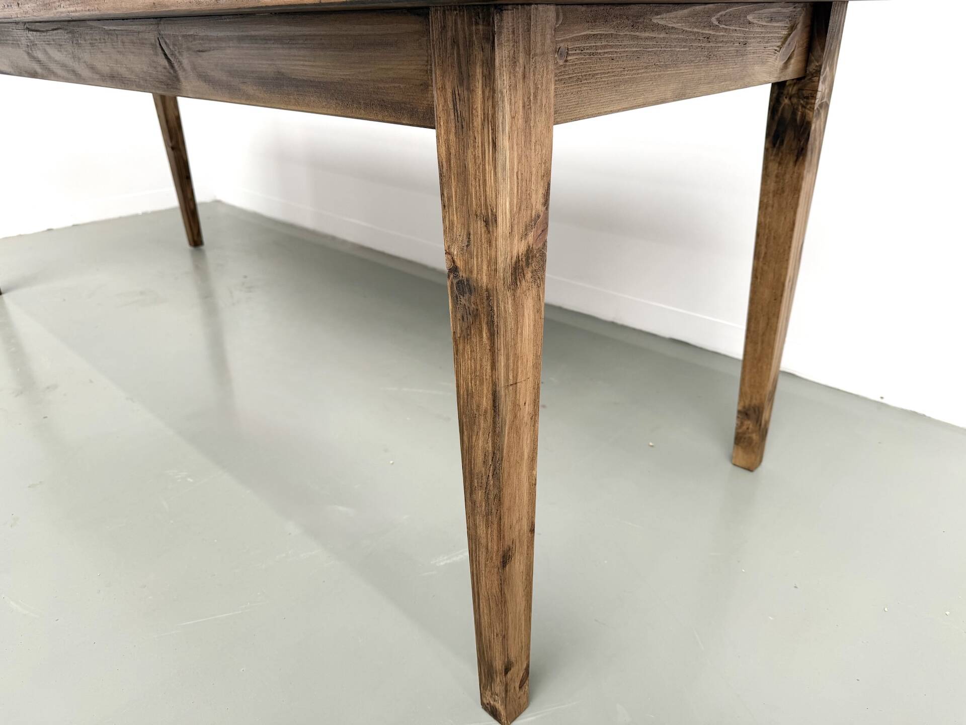 Beech farmhouse table, tapered legs, France, 1970s