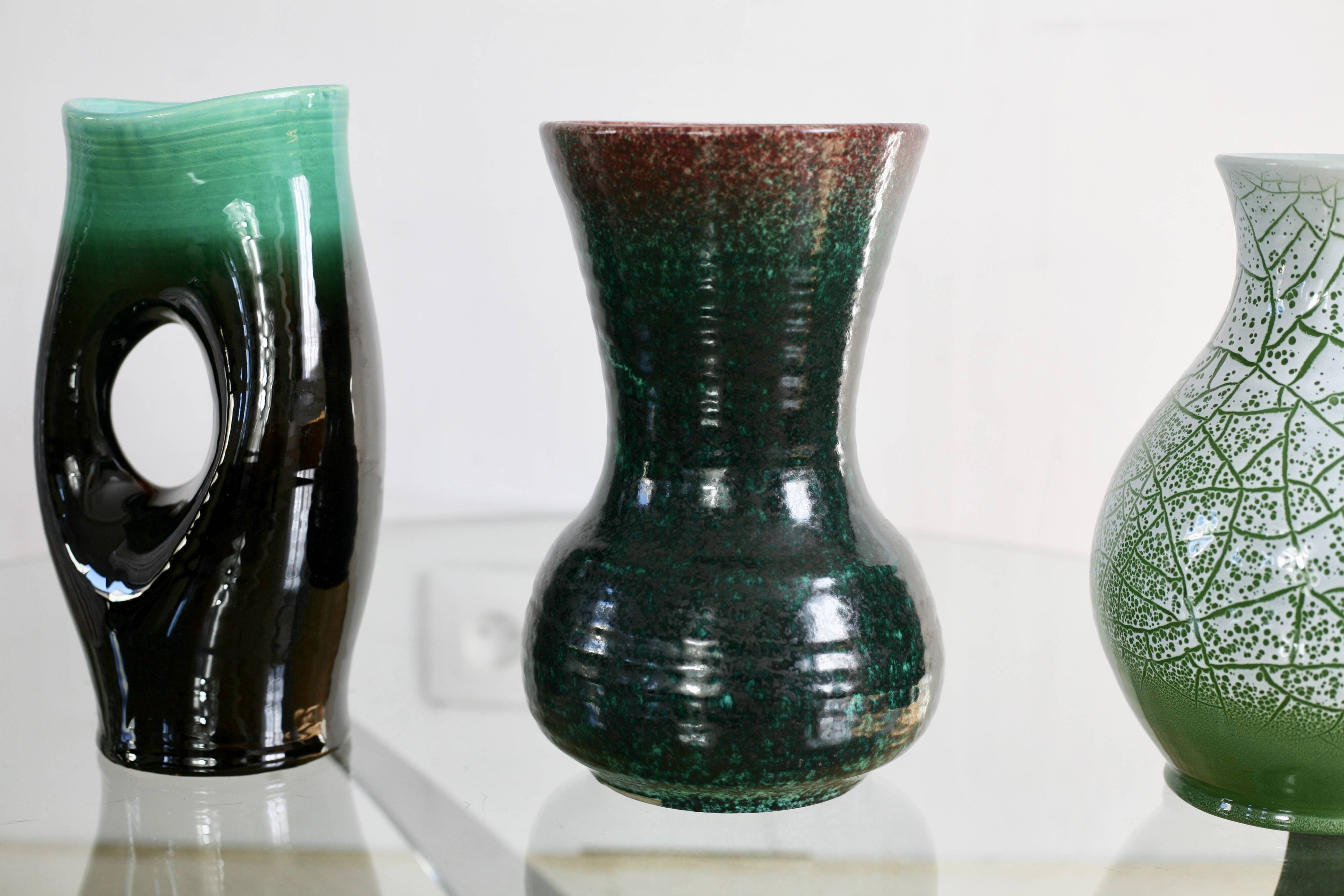 Set of 4 Accolay vases, signed ceramics, France, 1960s