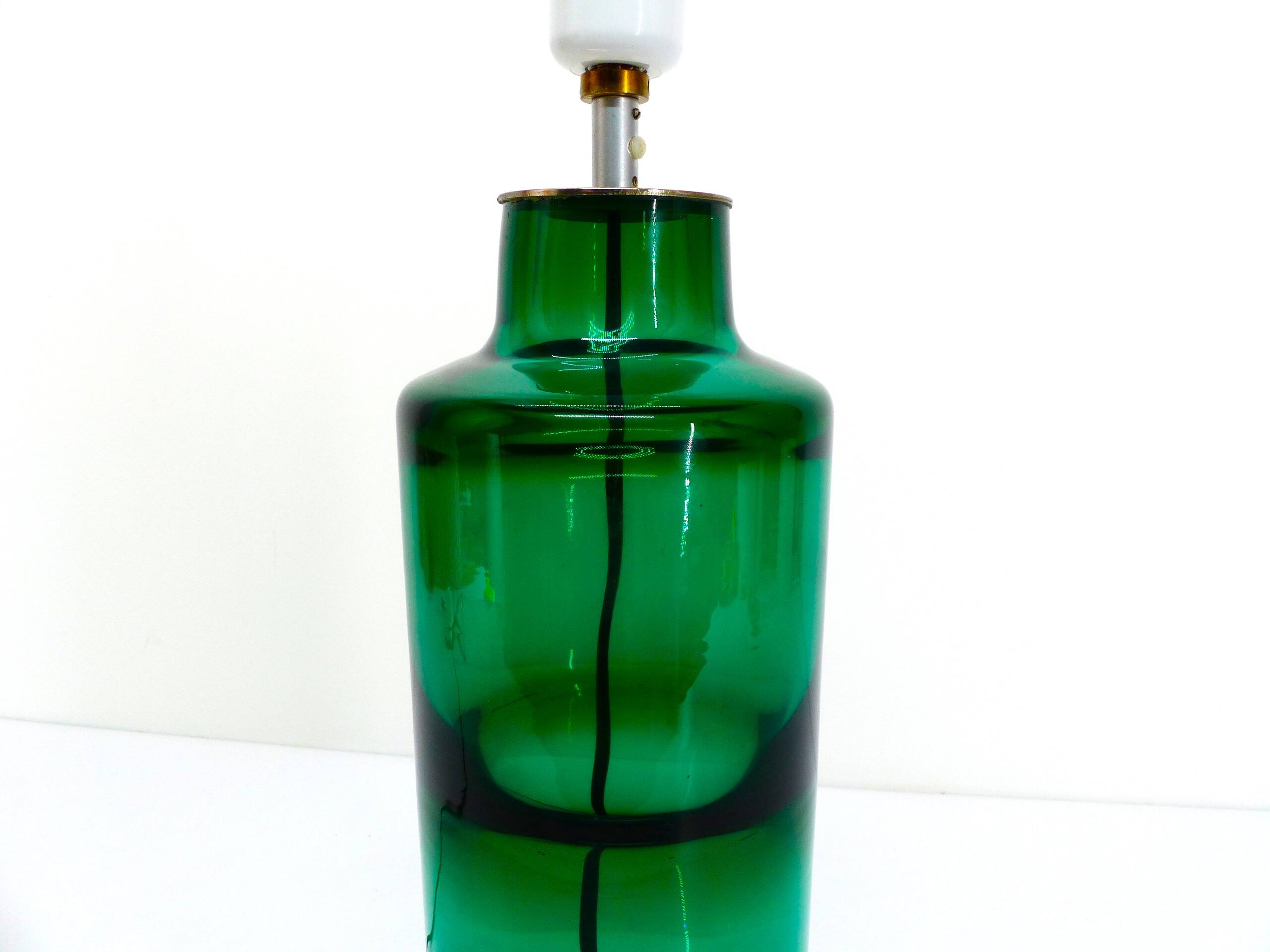 Lampe en verre soufflé vert par Severin Brørby – Hadeland Glassverk 1967