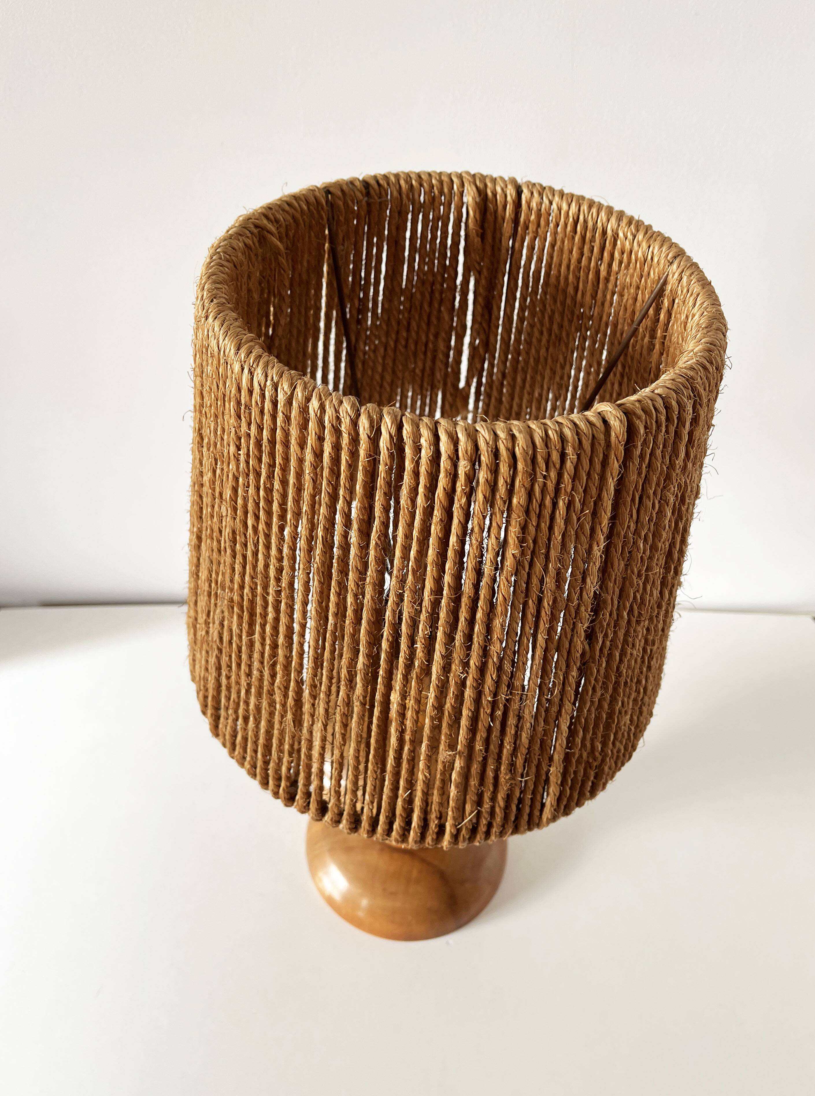 Vintage 1960 turned wood elm lamp