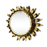 Wall lamp sun by ferro arte, metal and gold leaf, spain, 1960