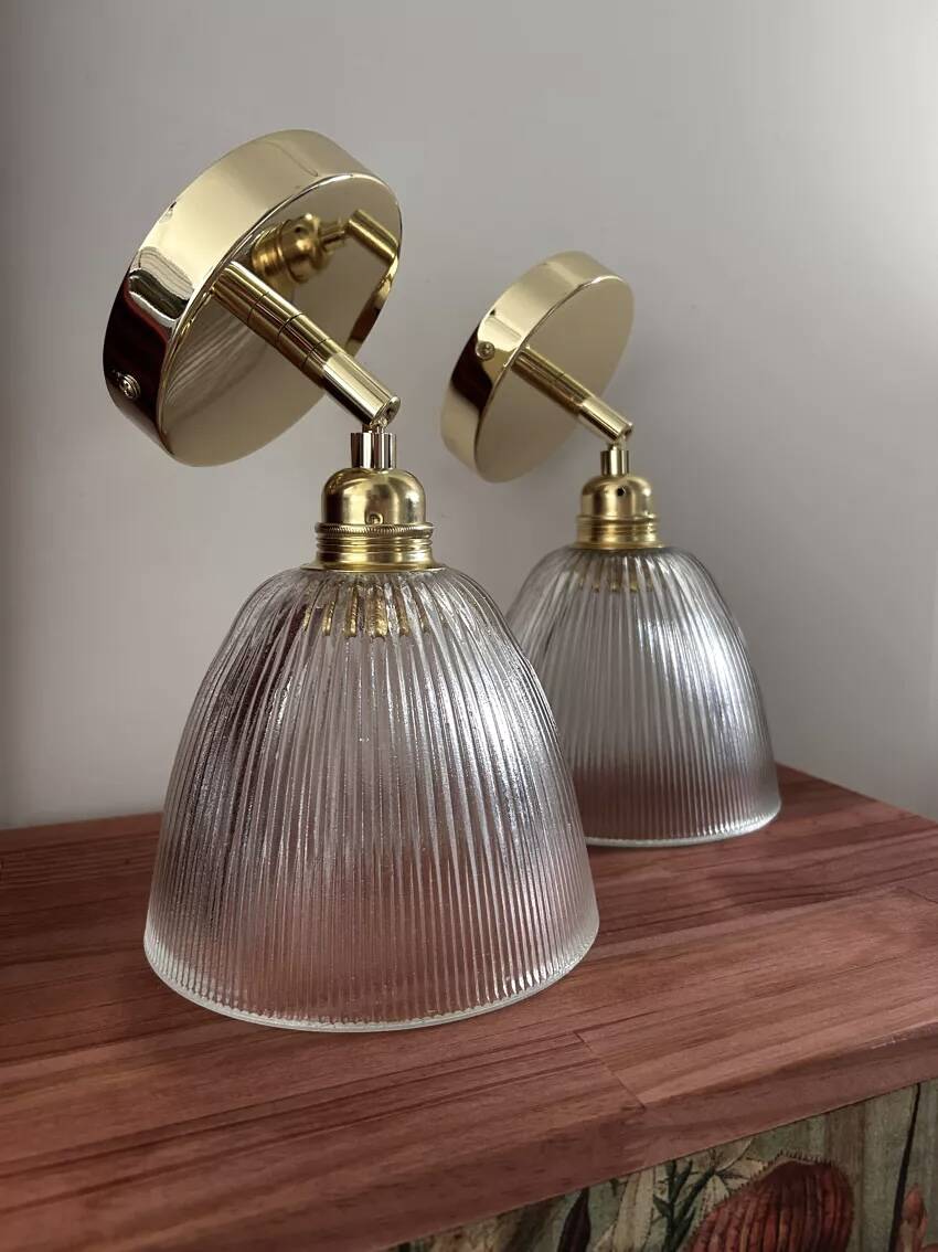 Pair of holophane type wall lights