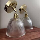 Pair of holophane type wall lights
