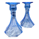 Paire de bougeoirs ou vases Jamestown blue Virginia par Fostori