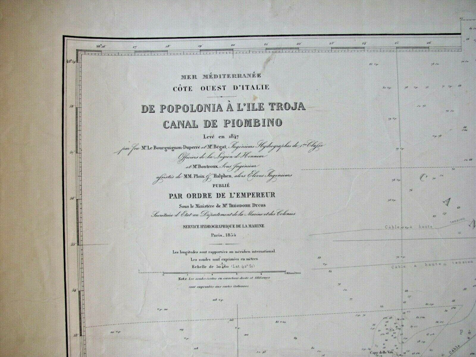 Nautical chart - Elba Island - From Popolonia to Troja Island - Italy