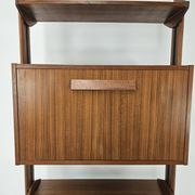 1960s teak floor/sky bookcase with shelves and compartment