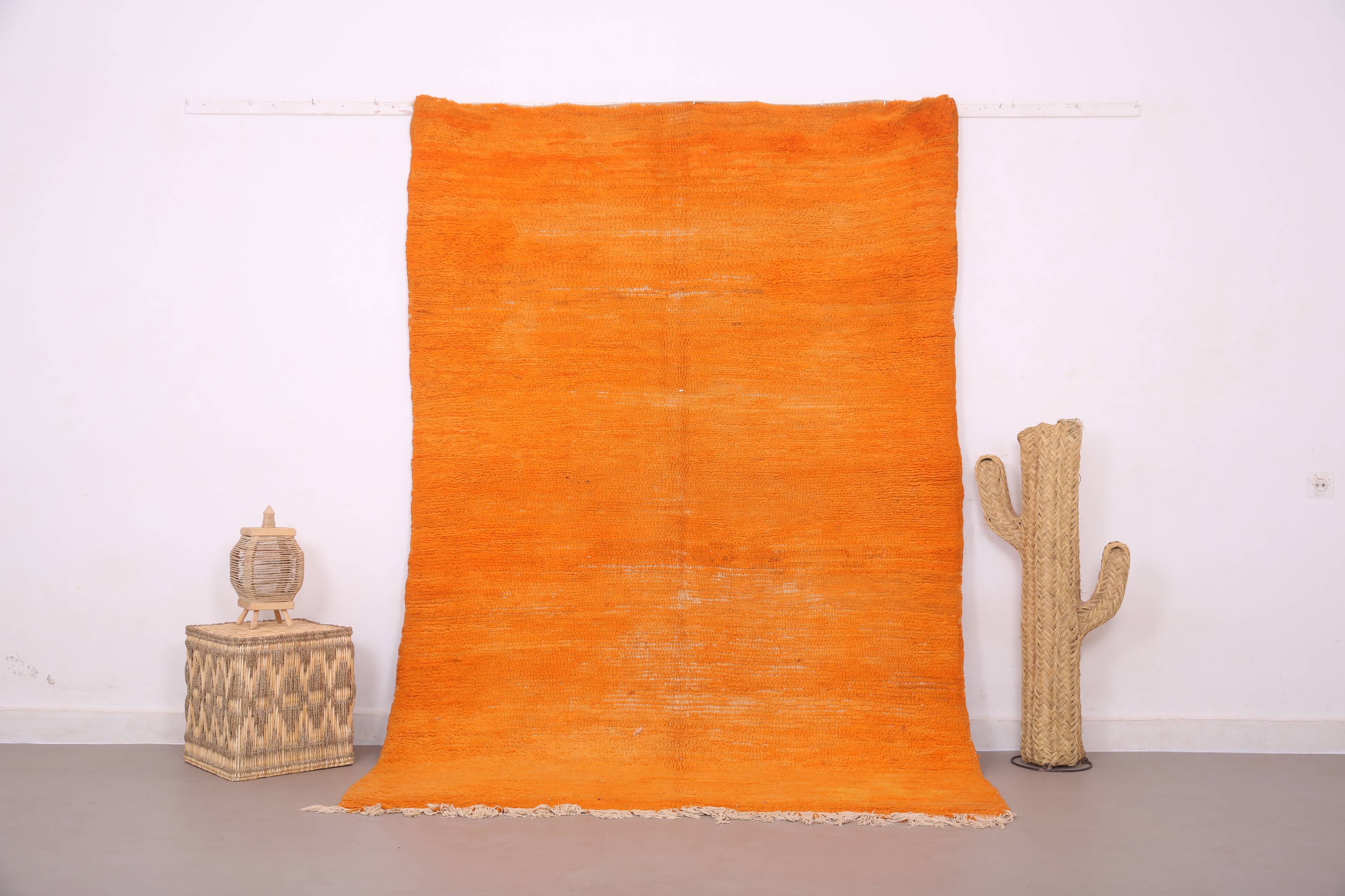 Tapis marocain vintage orange 174 x 255 cm - Tapis en laine berbère - Tapis fait main