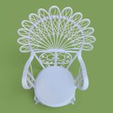 Emmanuelle Peacock white rattan armchair 1970