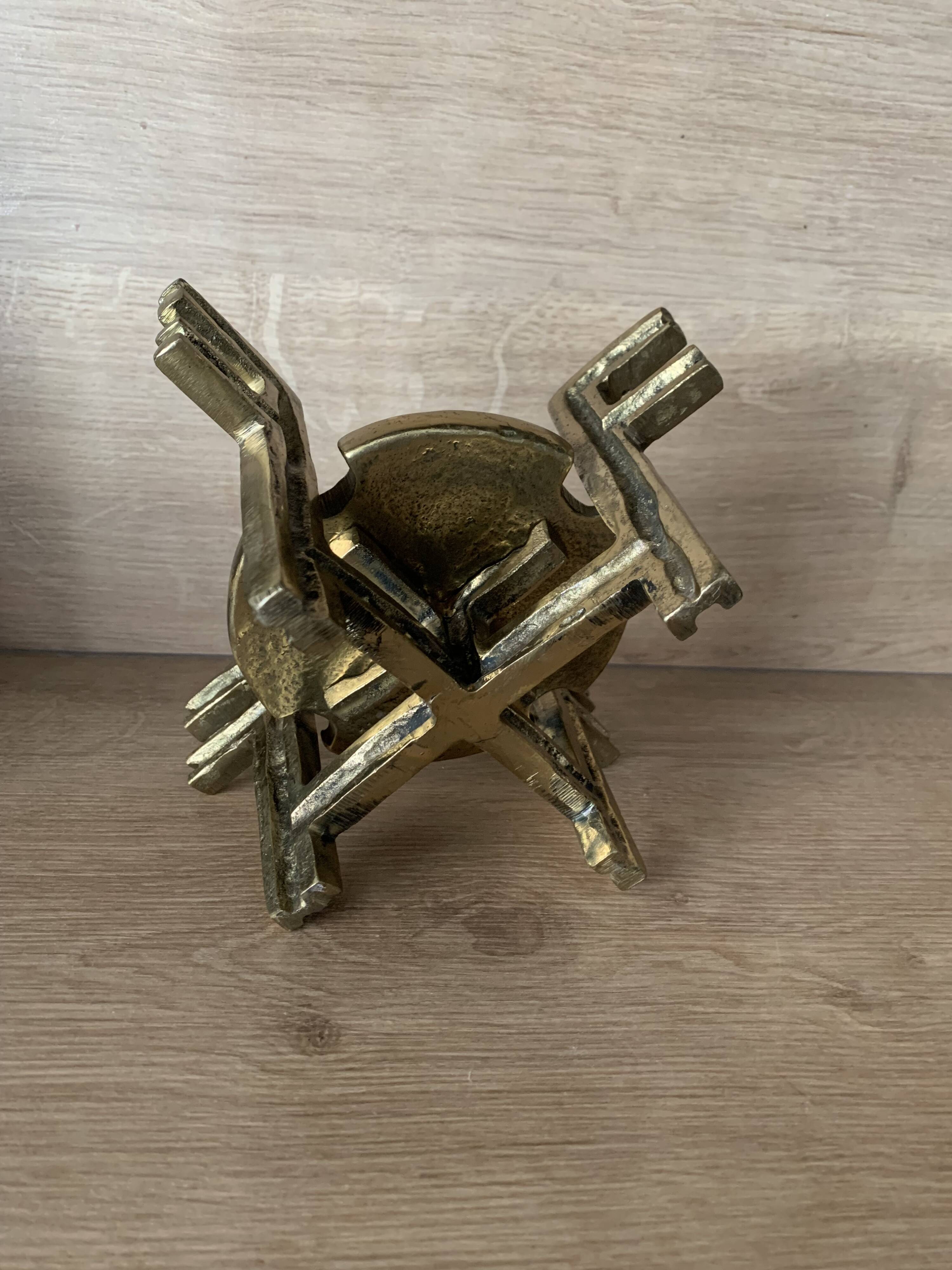 Brutalist bronze candleholder, 1970s