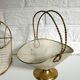 White and gold basket in perforated sheet metal & brass years 1950-60