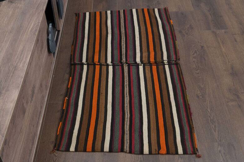 Vintage bath mat - Striped kilim
