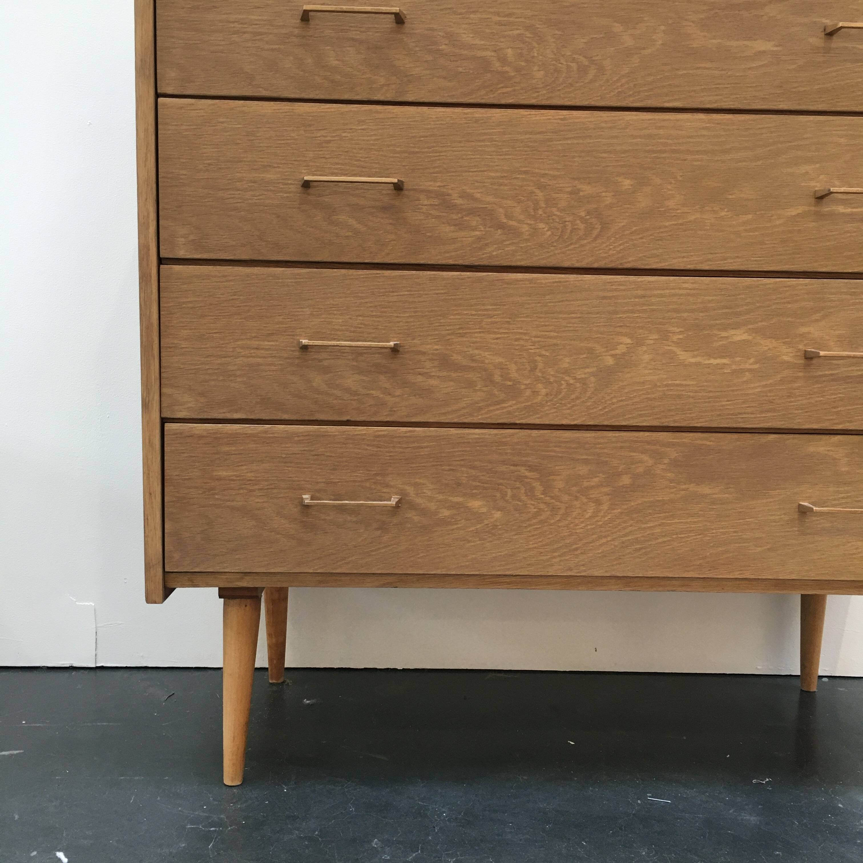 60s light oak chest of drawers