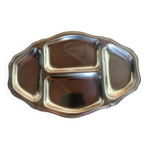 Vintage stainless steel large serving tray – meat & vegetable compartments