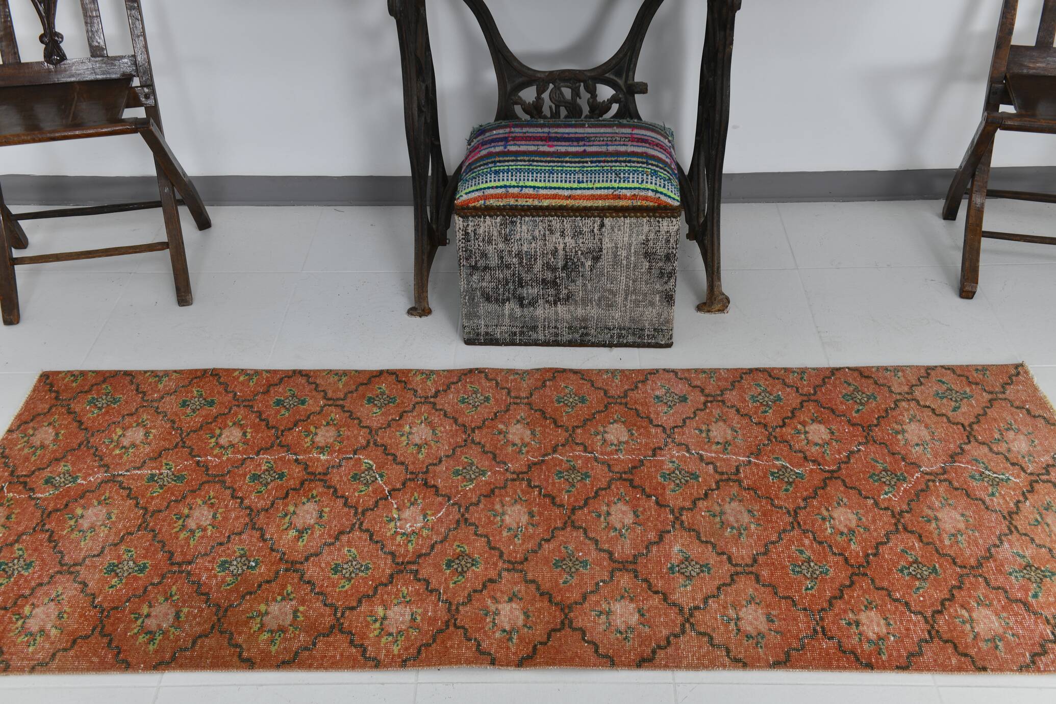 2x7 short vintage runner rug, 78x208cm