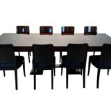 French Art Deco Expandable Dining Room Set, 1930, Set of 9