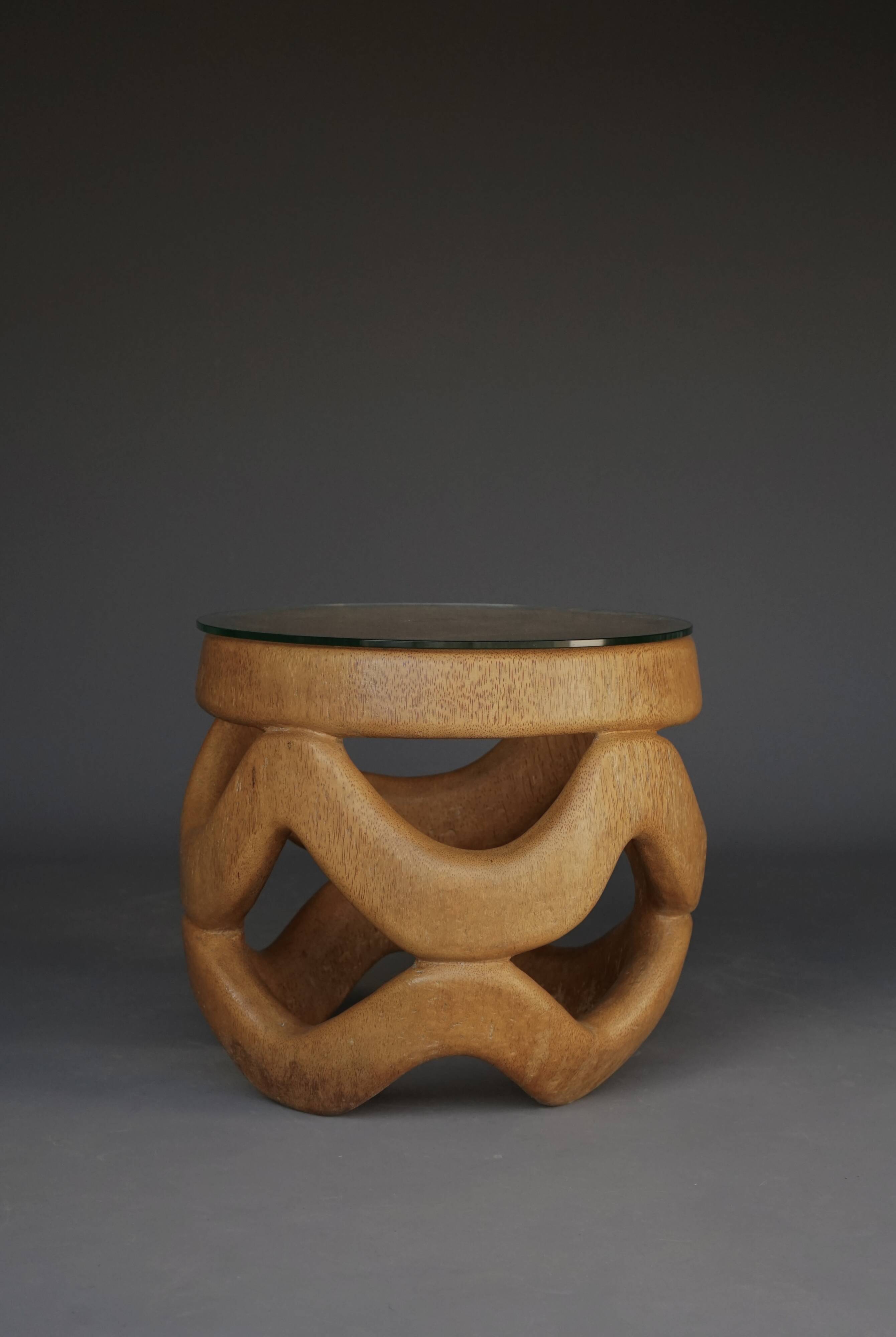 Organic Sculptural hand-crafted Palm Wood Coffee Table, 1970s