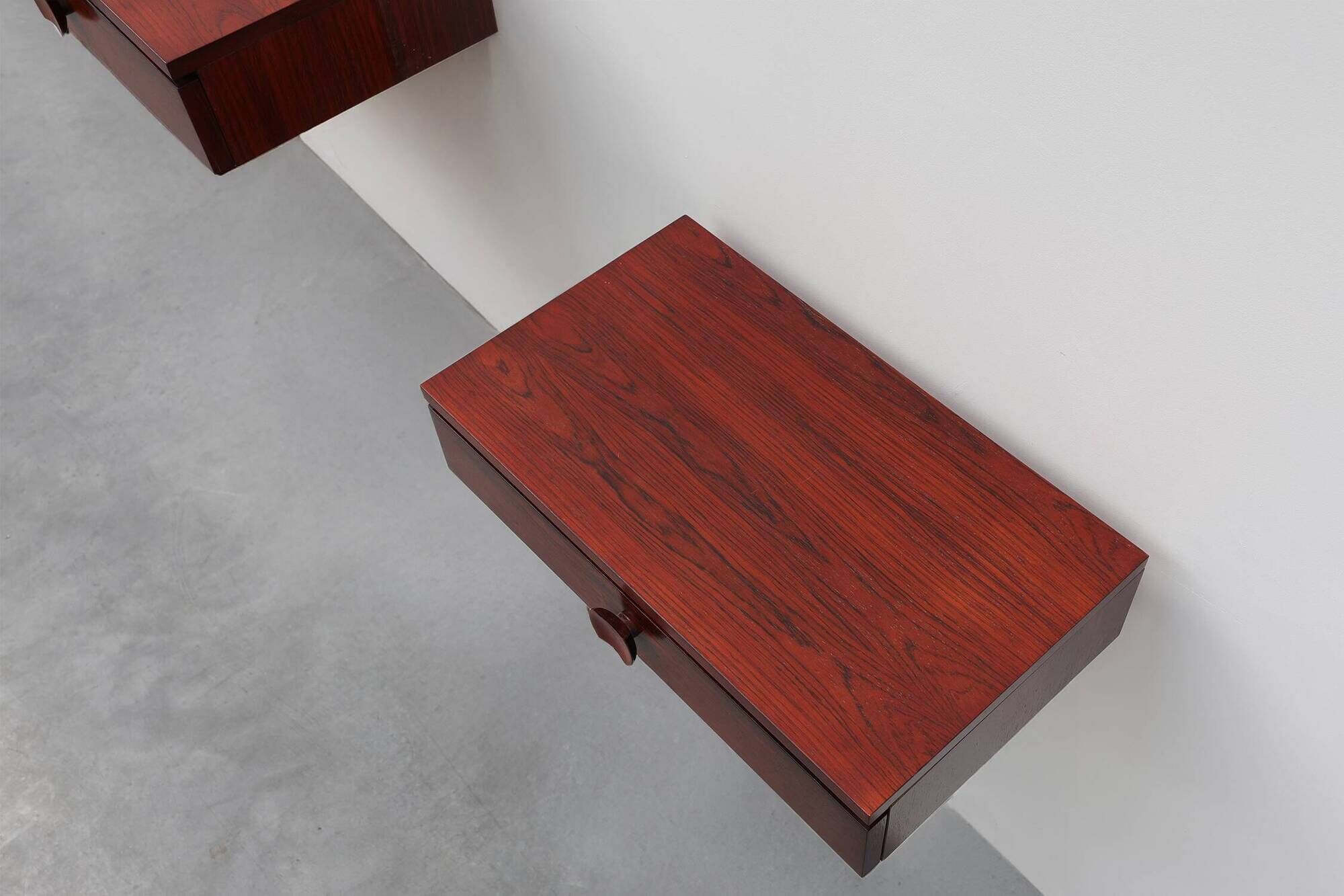 Pair of Mid-Century Modern Danish Wall-Mounted Nightstands in Walnut