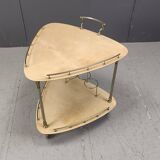 Italian Lacquered Goatskin / Parchment Serving Bar Cart by Aldo Tura, 1960s