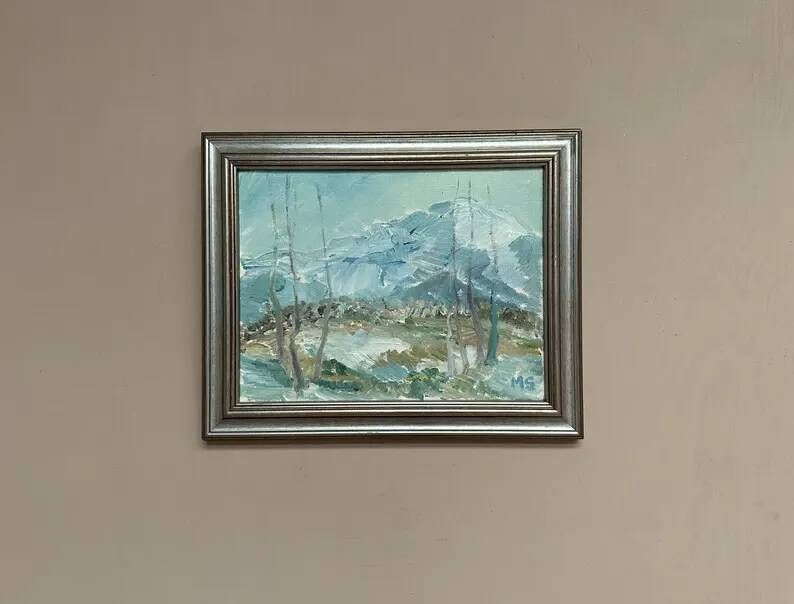 Original Swedish Oil Painting - "Nature Scene" by Maja Sjöberg - Signed - Vintage and Framed - 35.5 × 43.5 cm (14" × 17.1")