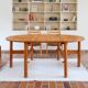 Table ronde extensible en hêtre massif, années 80
