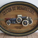 Wooden painting old car country corner 60s
