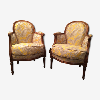 Louis XVI style armchairs pair