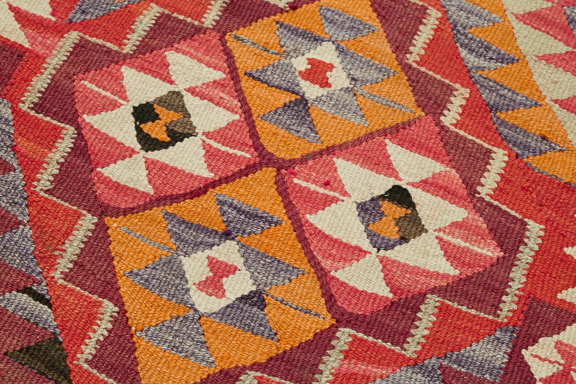Turkish Handwoven Vintage Herki Kilim 88 cm x 334 cm