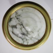 Masterpiece Art Deco design white alabaster chandelier circular wooden fram